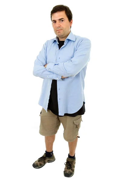 Young casual man full body in a white background — Stock Photo, Image