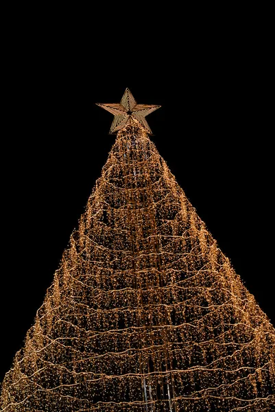 Árbol de Navidad luces en la noche oscura — Foto de Stock