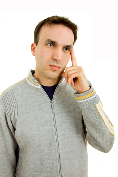 Studio photo d'un jeune homme décontracté, isolé sur blanc — Photo