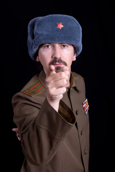 Junger Mann als russisches Militär verkleidet — Stockfoto