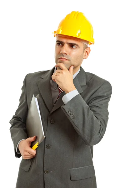 Un ingénieur avec chapeau jaune — Photo