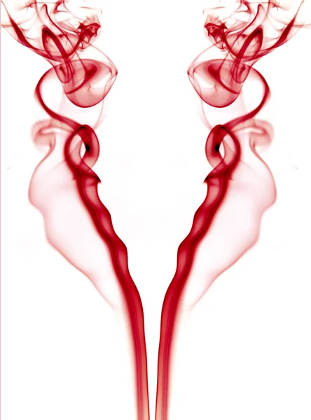 Fumée rouge abstraite dans un fond blanc — Photo