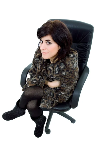 Giovane bella donna su una sedia — Foto Stock