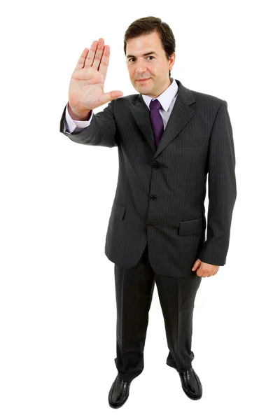 Young businessman going stop with the hand — Stock Photo, Image