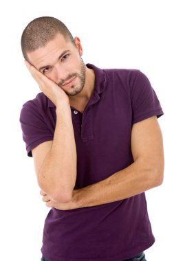Genç casual adam baş ağrısı ile