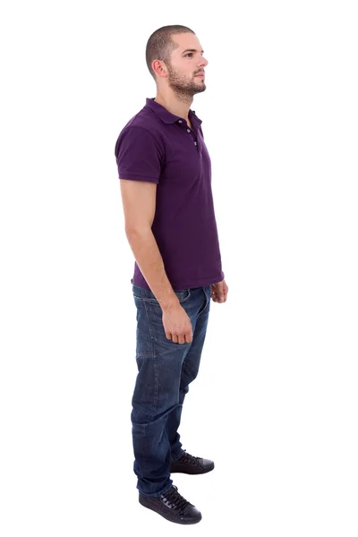 Joven casual hombre cuerpo completo en un fondo blanco — Foto de Stock