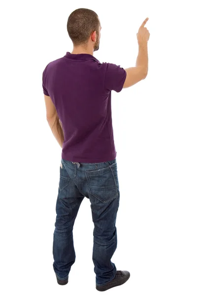 Young casual man full body pointing — Stock Photo, Image