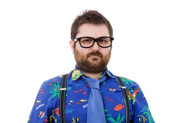 Jonge domme man met een hawaiian shirt — Stockfoto