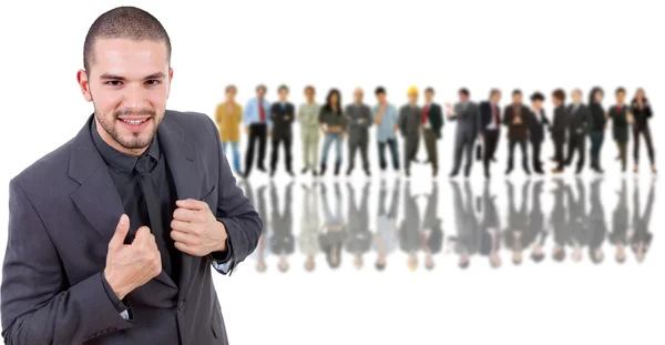 Hombre de negocios frente a un grupo de — Foto de Stock