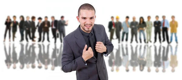 Hombre de negocios frente a un grupo de — Foto de Stock