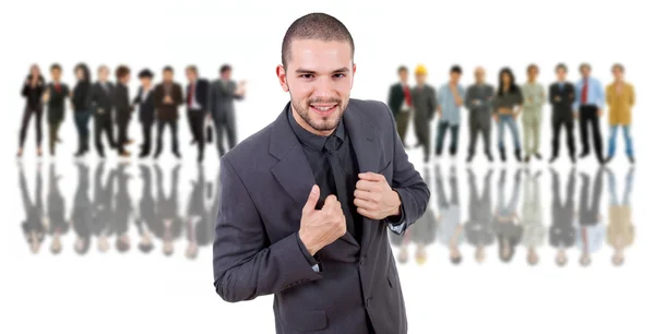 Uomo d'affari di fronte a un gruppo di — Foto Stock