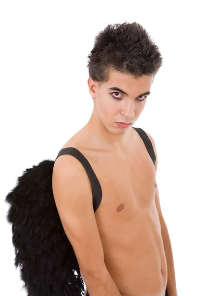 Jovem homem adolescente casual com asas — Fotografia de Stock