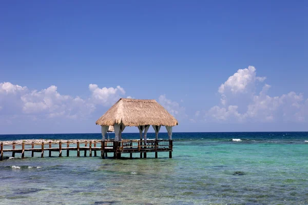 Houten dok bij de Caribische zee — Stockfoto