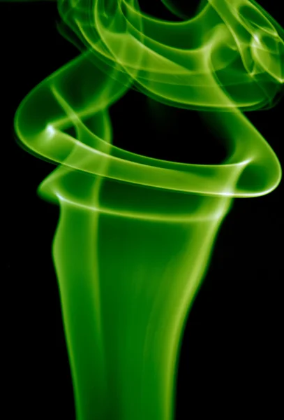 Abstract green smoke in a black background — Stock Photo, Image