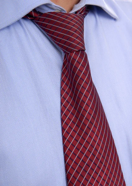 Detalhe de um terno de homem de negócios com gravata vermelha — Fotografia de Stock