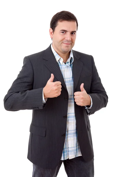 Young casual man portrait going thumbs up — Stock Photo, Image