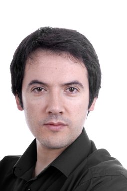 Genç casual erkek portre üzerinde beyaz izole