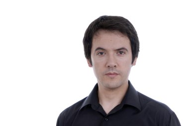 Genç casual erkek portre üzerinde beyaz izole