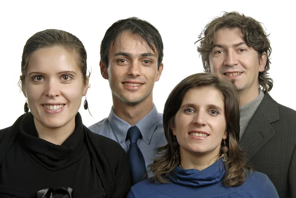 Retrato de cuatro jóvenes amigos aislados en blanco —  Fotos de Stock