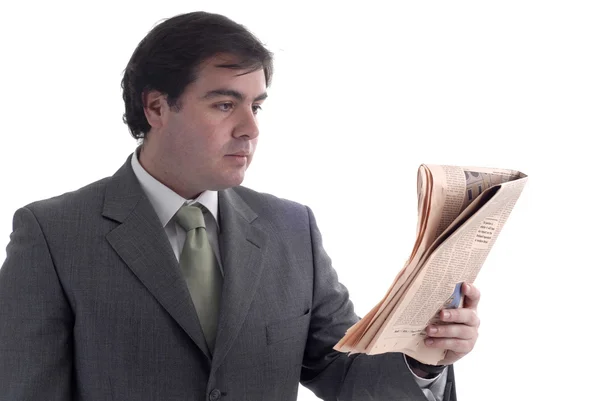 Young businessman with a newspaper — Stock Photo, Image