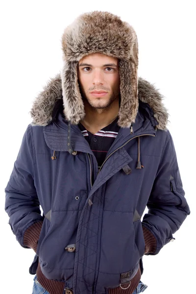 Studio picture of a young man dressed for winter — Stock Photo, Image