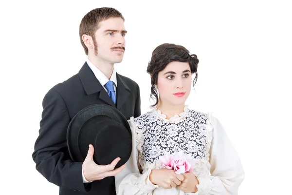 Винтажная пара в свадебной одежде — стоковое фото