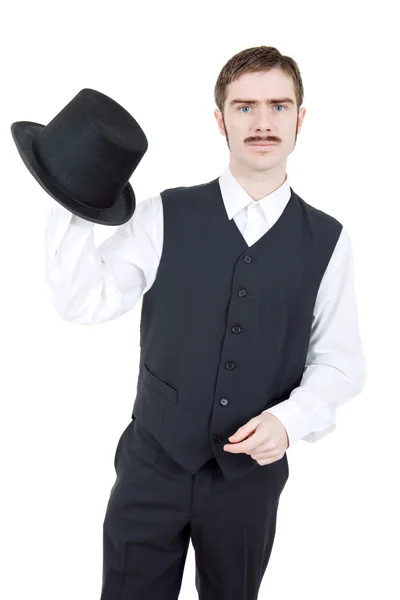 Jovem homem casual vestido como noivo vintage — Fotografia de Stock