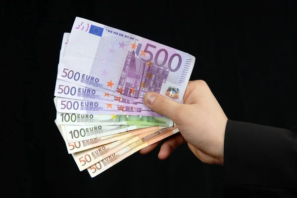 Detail of man hand with lots of money — Stock Photo, Image