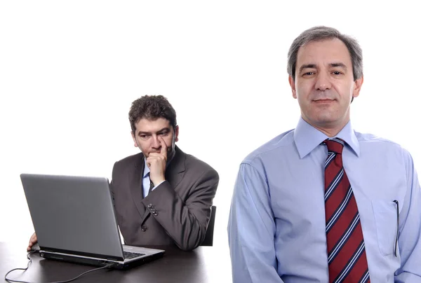 Capo con un uomo che lavora — Foto Stock