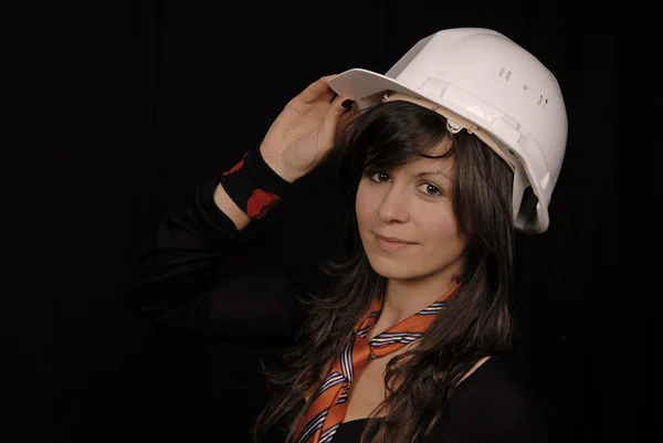 Woman with helmet — Stock Photo, Image