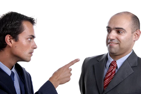 Deux jeunes hommes d'affaires portrait sur blanc . — Photo