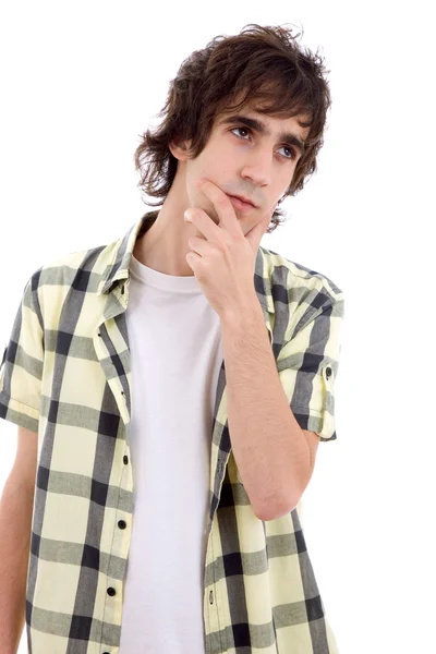 Thinking casual young man portrait — Stock Photo, Image