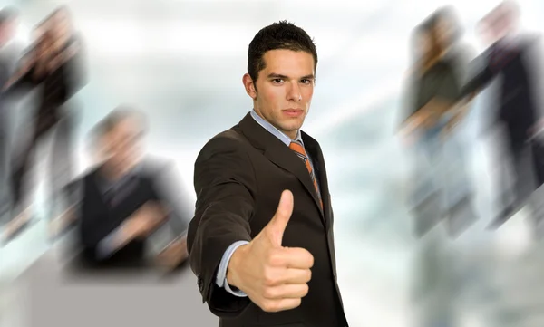 Young business man going thumb up — Stock Photo, Image