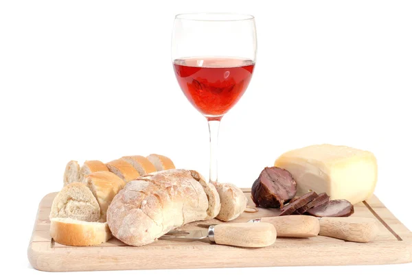Еда с красным вином — стоковое фото