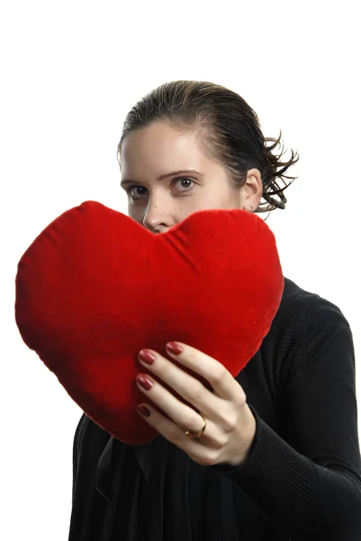 Bonita joven sosteniendo un corazón de San Valentín —  Fotos de Stock