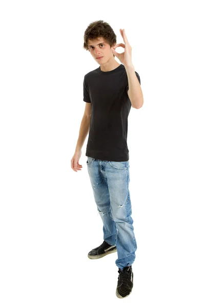 Young casual man winning, full length — Stock Photo, Image