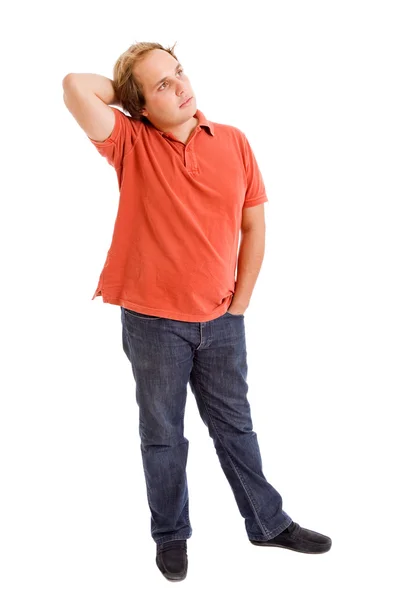 Young casual man full body wondering — Stock Photo, Image