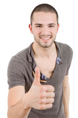 Genç casual adam başparmak yukarı