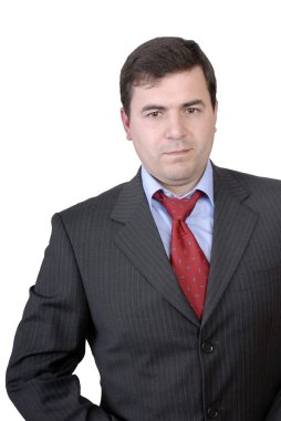 Beyaz arka planda genç iş adamı portresi