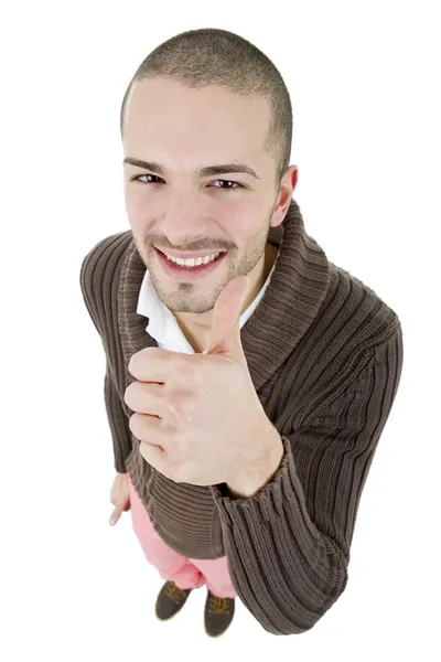 Happy casual man going thumb up — Stock Photo, Image