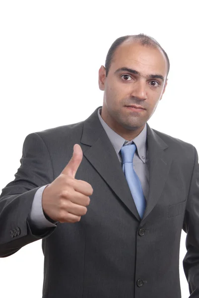 Young business man showing thumb up — Stock Photo, Image