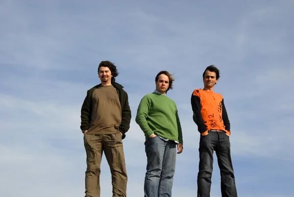 Three casual young men — Stock Photo, Image