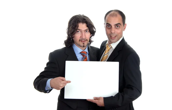 Two business men with an empty card — Stock Photo, Image