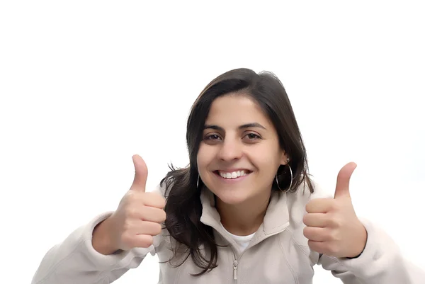 Beautiful Woman With Thumbs Up — Stock Photo, Image