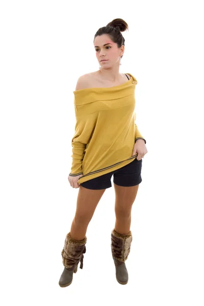 Young casual beautiful woman full body Stock Photo