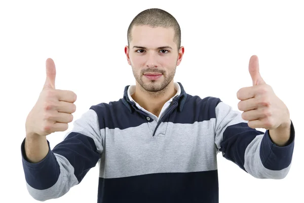 Young casual man going thumb up Stock Picture