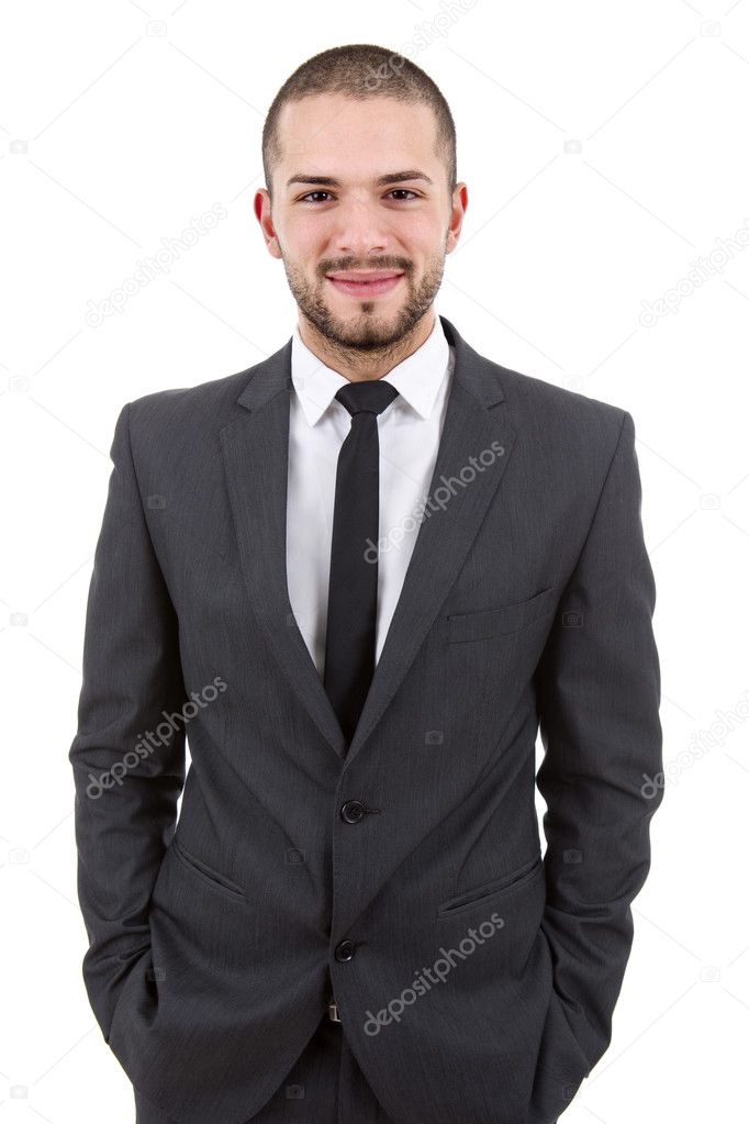 Young business man portrait isolated on white