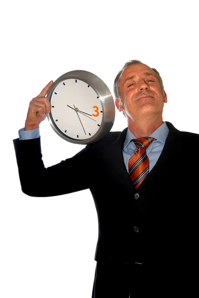 Business man with a clock — Stock Photo, Image