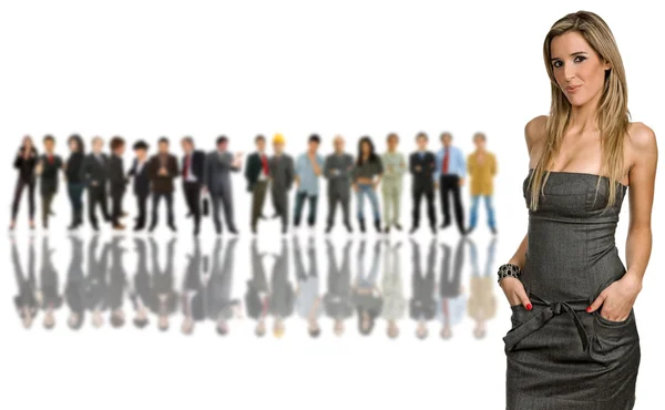 Business man in front of a group of — Stock Photo, Image