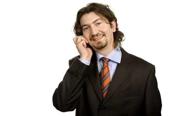 Young man on the phone in white background — Stock Photo, Image